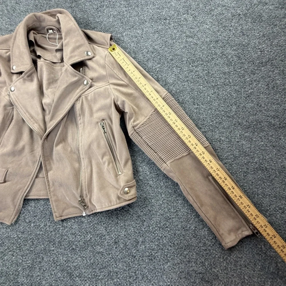 BLANKNYC Suede Moto Jacket Womens M Beige Cropped Biker Zip‎ NWOT